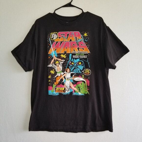 Disney Lucas Films Retro Comic Star Wars T Shirt in Black Size XL - Picture 1 of 9